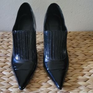 Patent leather ankle boots